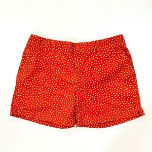 Orange and white polka dot denim shorts women’s size 7/8